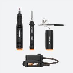 20V MAKERX 3pc Combo Kit - Rotary Tool + Wood & Metal Crafter + Air Brush