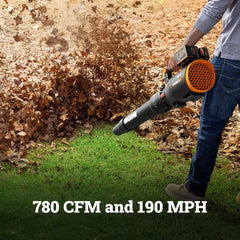 40V 780 CFM 190 MPH brushless QuietTech leaf blower