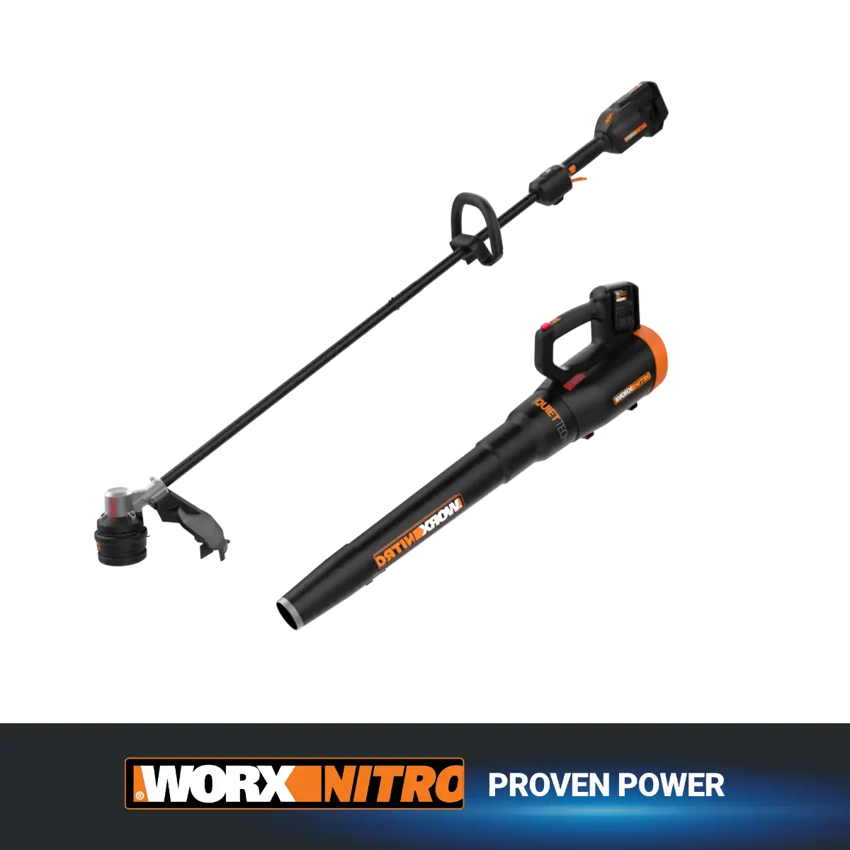 Worx NITRO 40V Quiet Tech Leaf Blower [WP591] &  Brushless 15” Cordless String Trimmer [WP195] Combo Kit